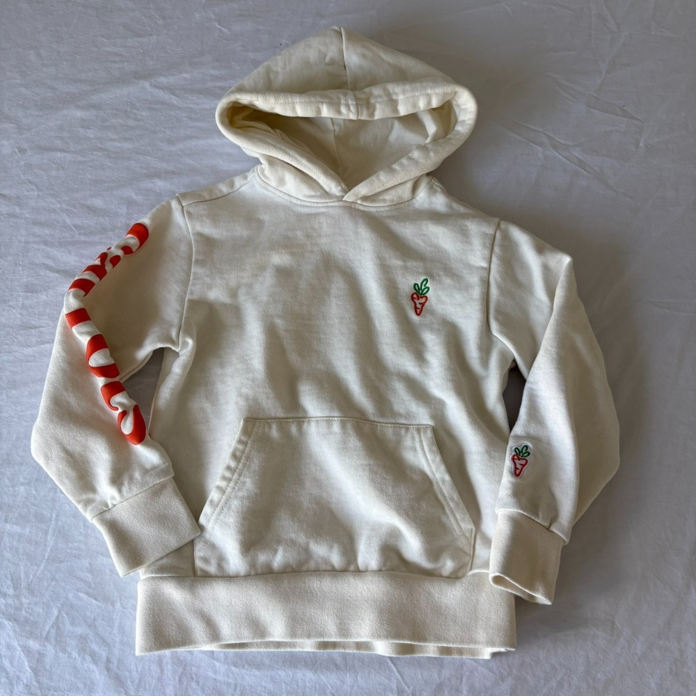 Carrots By Anwar Carrots Unisex Ivory Embroidered Logo Pullover Hoodie‎ Size S